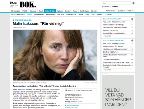 Bokrecension av Malin Isakssons bok i Dagens Nyheter med författarporträtt Roligare och bättre bildlayout i nya DN.se kan jag tycka som fotograf