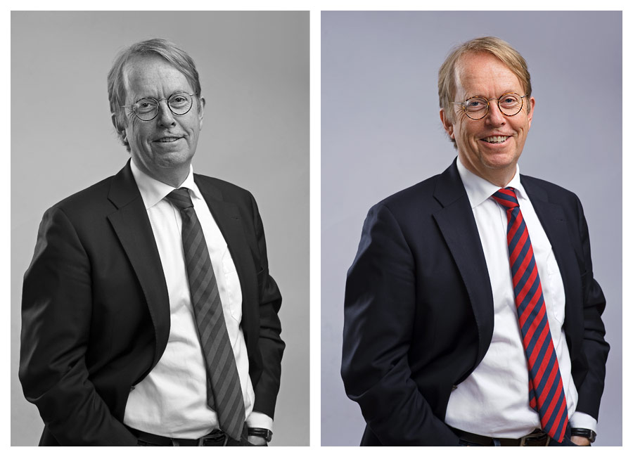 Portr&auml;ttfotografering av advokat i fotostudio