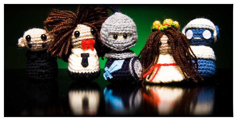Amigurumi - knitted toys in tabletop photostudio