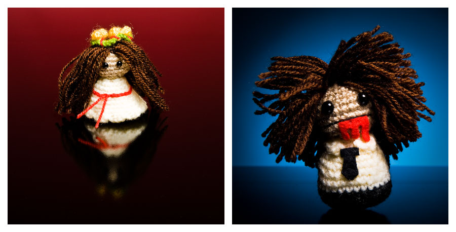 Amigurumi - tabletop product photography of knitted stuffed toys