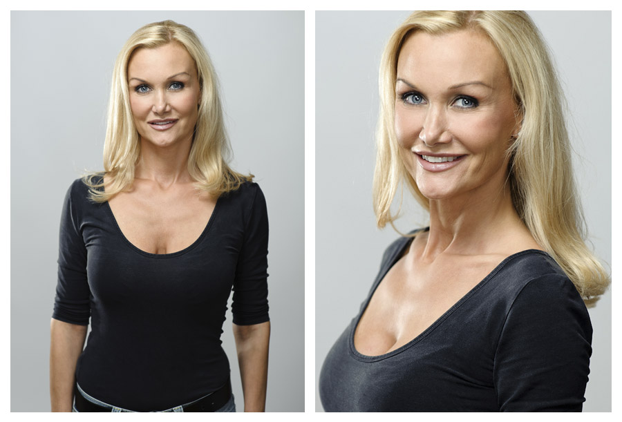Portr&auml;ttfotografering av makeup-artist i fotostudio. Fotograf Stefan Tell