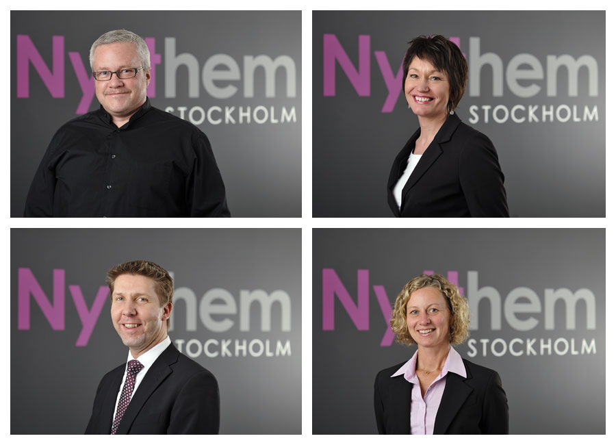Personalfotografering hos fastighetsm&auml;klaren Nytt Hem p&aring; deras kontor med portabla studioblixtar. Fotograf Stefan Tell