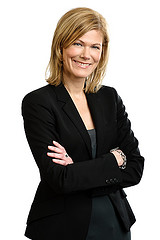 Business portrait of woman on white background
