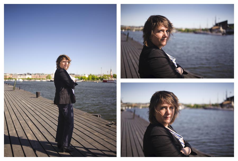 Porträttfotografering med Kitty Crowther på Skeppsholmen. Pressbild för ALMA. Fotograf Stefan Tell